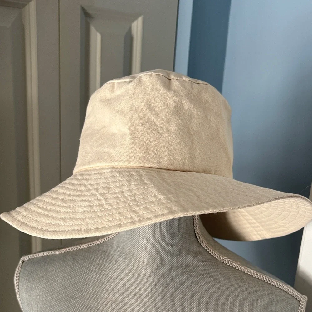 Madewell Cream Wide Brim Canvas Sun Hat